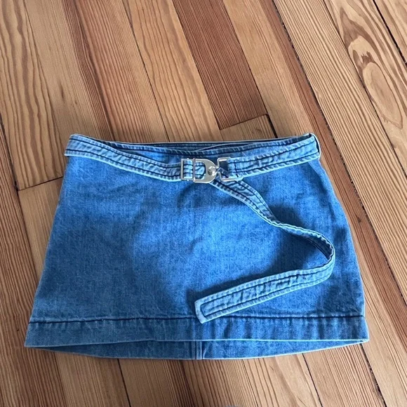 EB Denim Micro Mini wrap Skirt with Belt